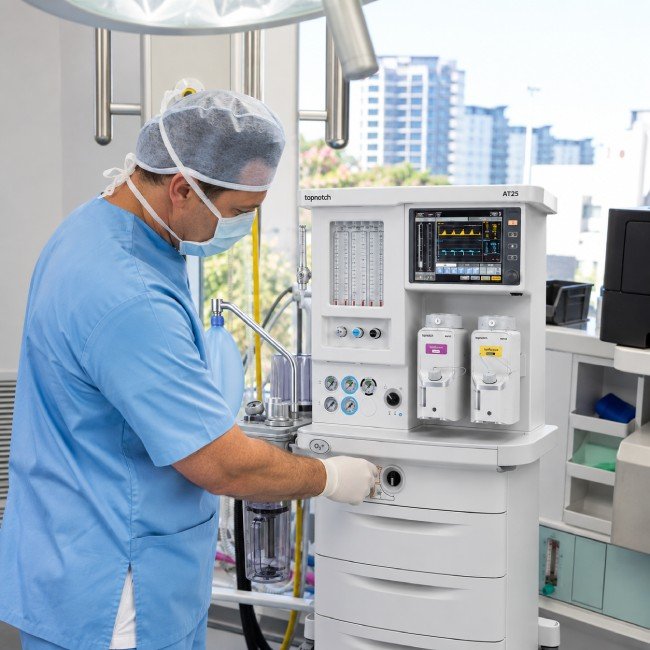 About Sysmed Exim | Healthcare Solutions Company, Sysmed EXIM - aneshthesia machine with patient - about sysmed exim
